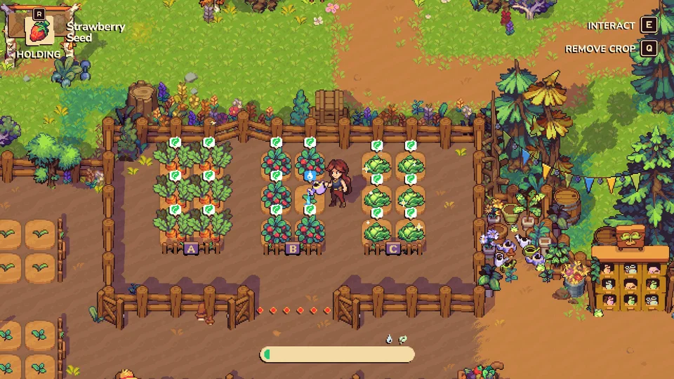 Campers tending rows of crops in Farming Camp